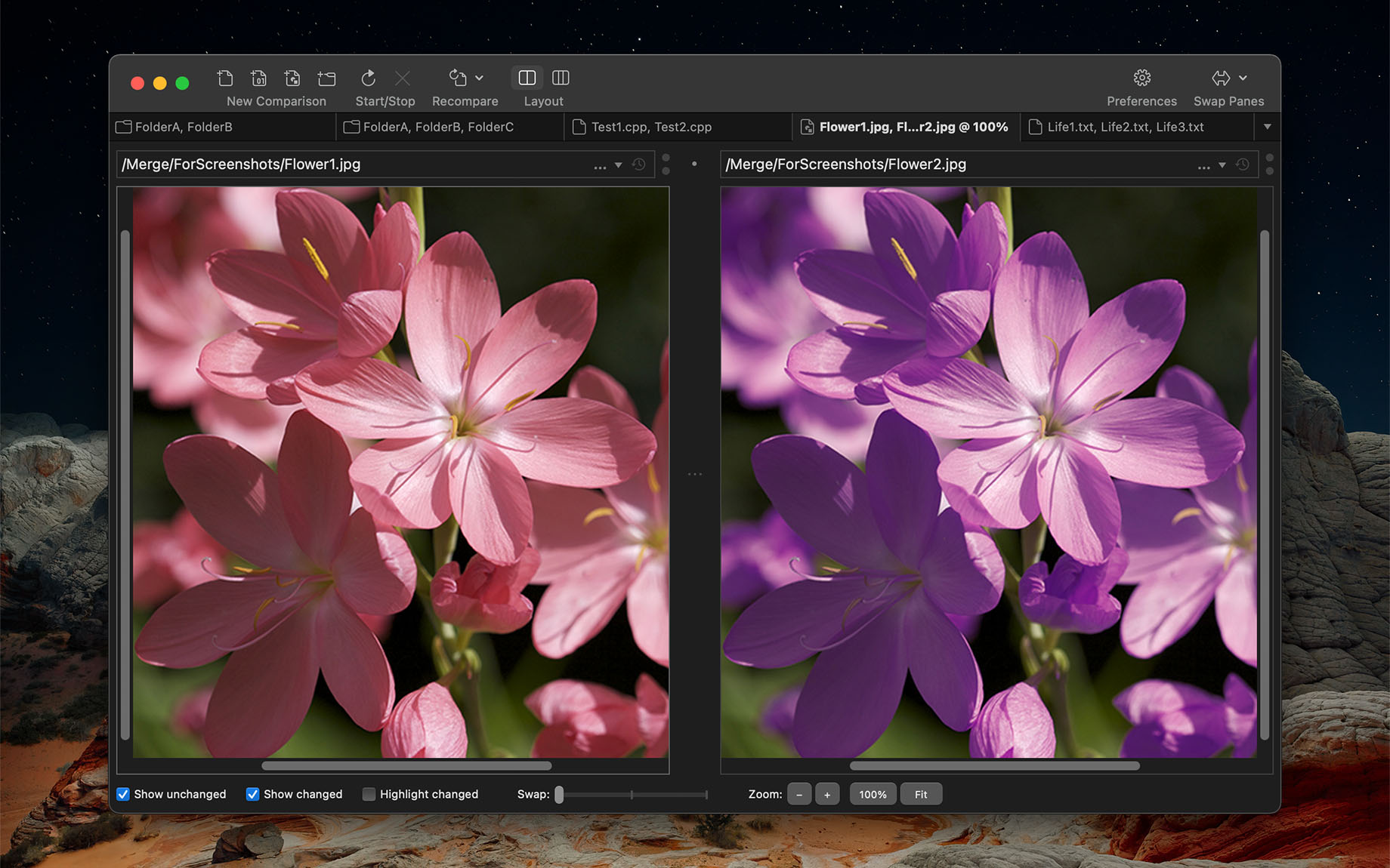 Two-way image comparison (Merge for macOS)